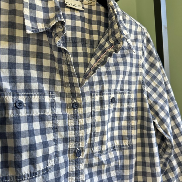 L.L. Bean Blue Checkered Cotton Shirt - Picture 4 of 4